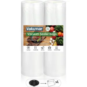 Vacuum Sealer Bags 2 pack 8''x60' Rolls for Food, Seal a Meal, Commercial Grade, BPA Free, Commercial Grade, Great for Storage, Meal prep and Sous Vide