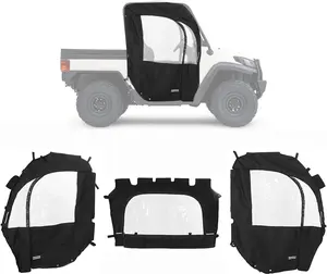 UTV Soft Cab Enclosure Doors & Rear Window Compatible with 2008-2021 Kubota RTV400/450/500/520 Models Plastic Black Clear Accessories