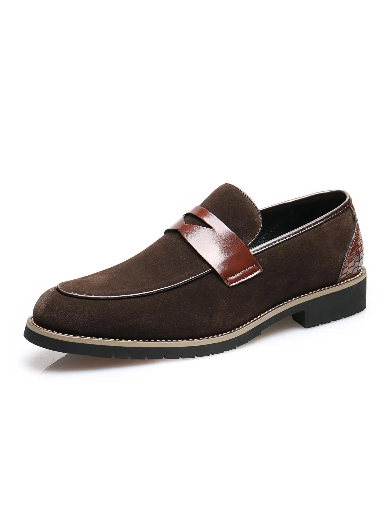 Men's Business Formal Patchwork Crocodile Embossed Slip on Dress Shoes, Business Style Shoes, Fashionable Pointed Toe Loafer Shoes for Work Office, Male All-match Commuter Shoes for Daily Wear, Footwear