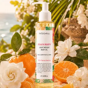 Beach Booty Light Weight Body Oil with Papaya Seed Oil for Glowing Skin - 4 Ounces / 120ml