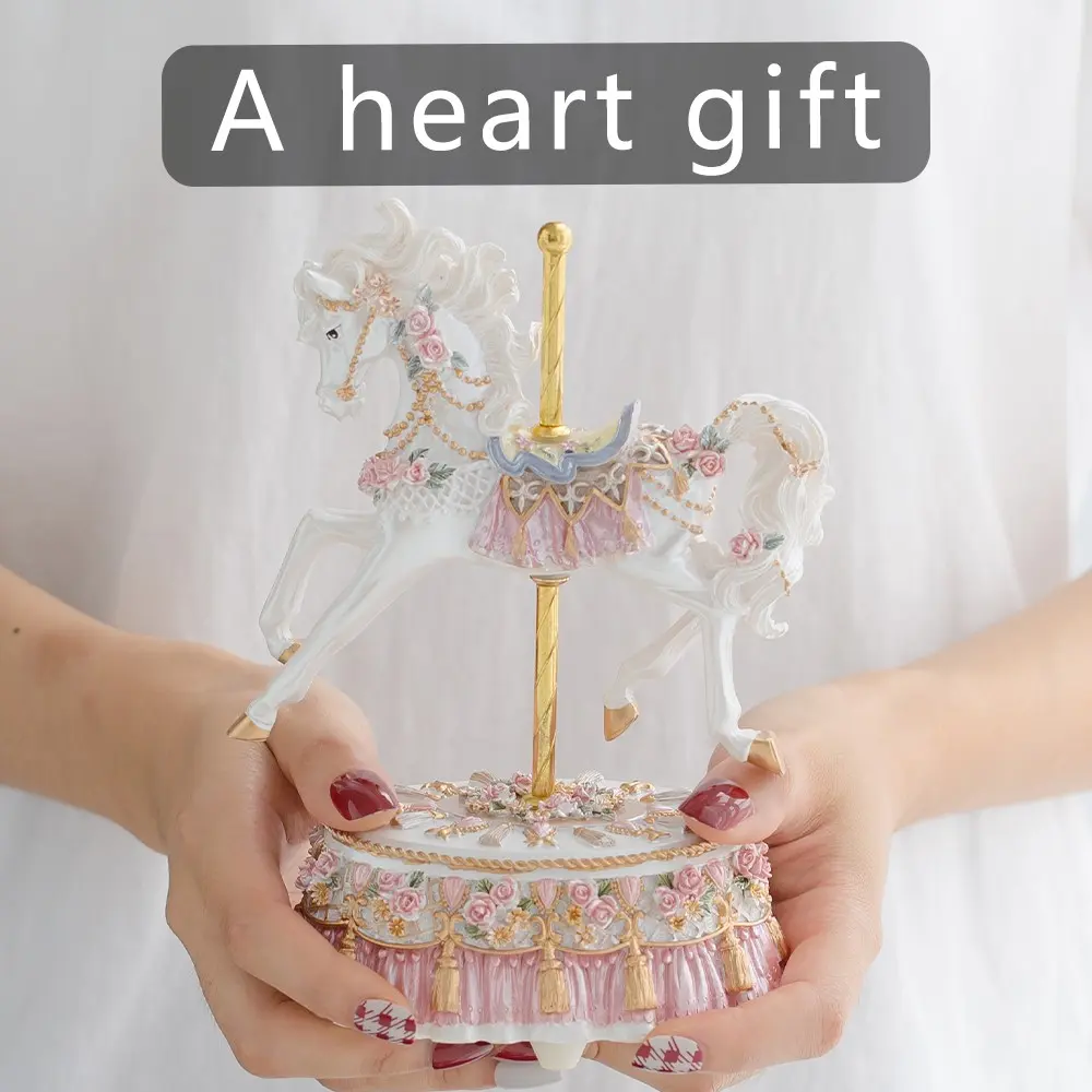 Fairy Tale Carousel Music Box, Clockwork Music Box, Hand-Painted Luxury Decorative Item, Perfect Birthday Gift, Unique and Elegant Ornament