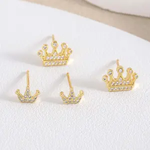 Crown zircon earrings commuter geometric earrings ladies pendant jewelry gift