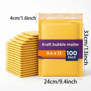 50/100 Pcs 9.4x13 Inch Large-Wide Mid-Long Fit Bubble Mailers - Heavy Duty Padded Mailing Envelopes with Self-Sealing Strip, Waterproof for Small Business & Wide Mid-Long Large-Size Item Shipping