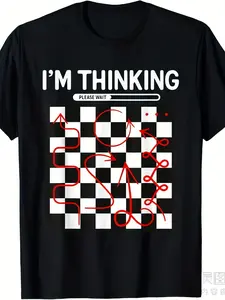 Exquisite and comfortable-I'm Thinking Chess Apparel - Funny Chess T-ShirtSame style for men and women  summer short-sleeved printed T-shirt pure cotton 220G, Leisure Clothing, Casual Wear, Graphic Tee, Retro Design, Lightweight Shirt, Breathable