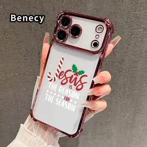 Phone Case for iPhone 17 Pro Max 16 15 Plus Air 14 13 12 11 E Christmas Jesus Spirit Pattern Four-corner Thickened Anti-drop Protective Silicone Cover Gift