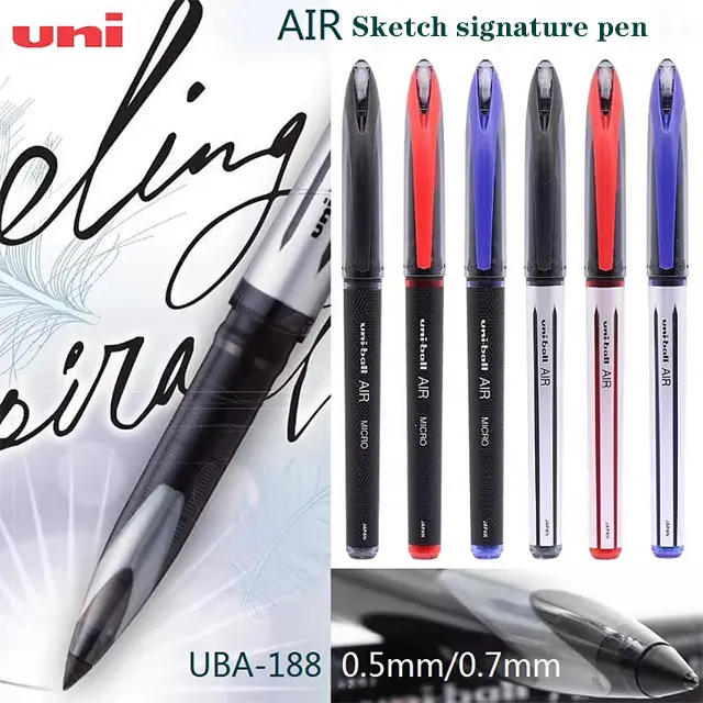 3pcs Japan UNI Ball Air Gel Pen High Quality 0.5/0.7mm Free Ink Control Business Office Signature UBA-188 Black Technology Art Supplies Stationery rawing Signature Pen