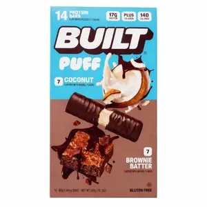 BUILT Puff Protein Bar Brownie & Coconut Variety Pack, 1.41 oz, 14-count