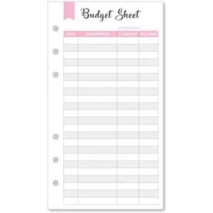 Set of 90 Sheets Expense , 6-Hole Punched Budget Sheets for A6 Budget Binder, 3 3/4" x 6 3/4"