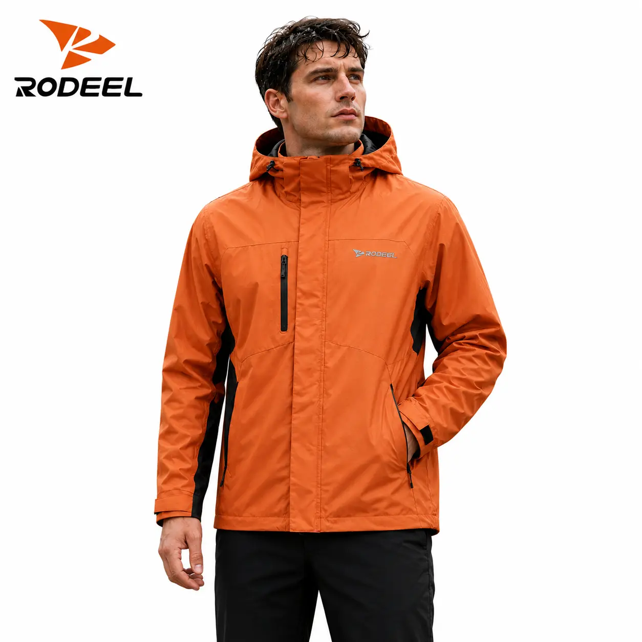 【RODEEL】720 Waterproof Jacket Men Lightweight Breathable Full Zip Hooded Rainwear Durable Rain Coat Weatherproof For Outdoor Hiking Camping Fishing Boating Car Washing City Walking Construction Landscaping Menswear Workwear SummerWins