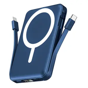 Power bank Power bank charger Portable power bank Magnetic power bank Magnetic Powerbank 10000mAh - Dual Cable, 5 Device Charging, 22.5W Wired/15W Wireless, Smart LED Display, iOS & Android Compatible, Compact & Portable MagSafe Foldable lithium ion