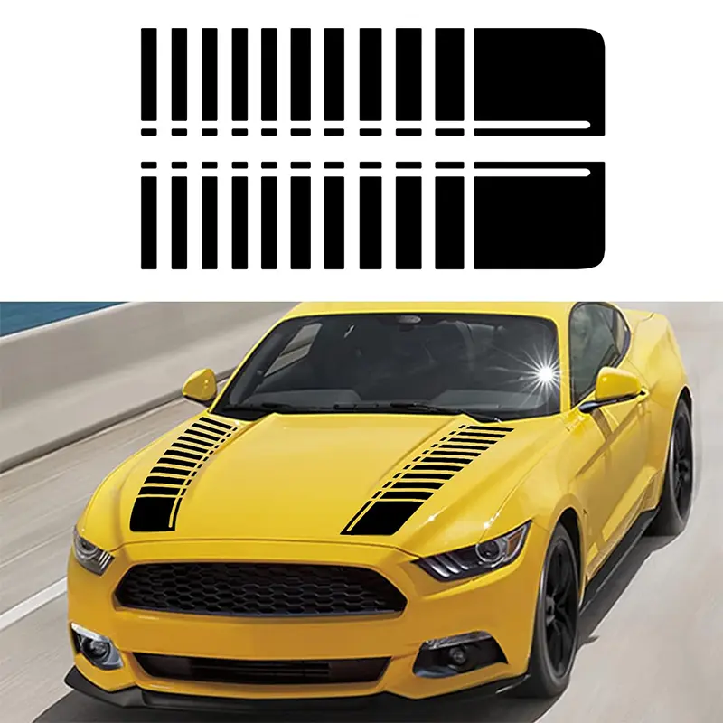 Universal Car Hood Stripe Decal Kit – Racing Vinyl Stripes (Black/Red/White) – Easy Install, Automotive Decoration, Car Styling Decals
