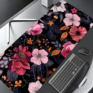 Vintage Flower Pattern Mouse Pad, Rectangle Gaming Mouse Pad, Non-slip Rubber Pad, Aesthetic Desktop Decoration Protective Pad for Laptop, Desktop Computer Games, Desk Accessories, Computer Desk Mat
