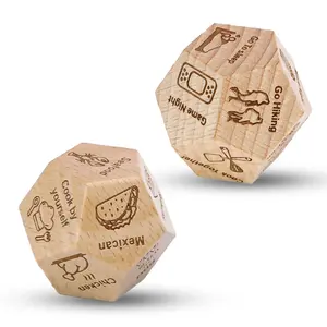 Date Night Food and Activity Choice Dice Set, Wooden 12-Sided Dice for Fun Unique Ideas, Perfect Gift for Anniversaries Birthdays and Couples, Daily Family Activity Food and Activity Selection,Non-Repeating Content
