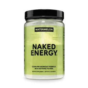Naked Energy - Watermelon Pre Workout Supplement - 30 Servings - Vegan Formula for Energy Strength & Power with Creatine, Arginine & Beta-Alanine - No Additives or Artificial Sweeteners
