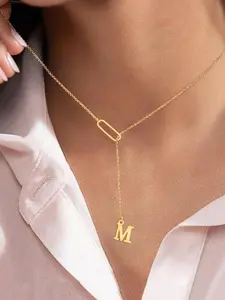 Fashion Letter Pendant Necklace for Women, Stainless Steel Jewelry for Party, Daily Clothing Decor, Trendy All-match & Exquisite Jewelry for Birthday Gift, Necklace Initial, Modern Versatile Accessories, Minimalist Chain