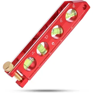 6.3-Inch Torpedo Level,  Leveler with 0?/30?/45?/90? Bubbles, Top-view Windows, Aluminium Alloy Frame, Dual Metric and SAE Scales