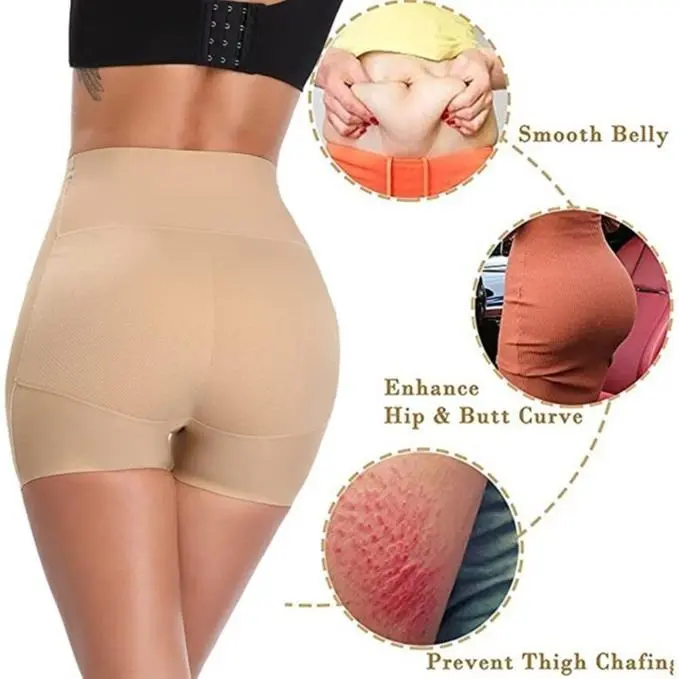 Women's Padded Short Boxer briefs High Waist Sponge thickened Padded Hip Lift  Short Seamless Underwear for Woman With Girdle