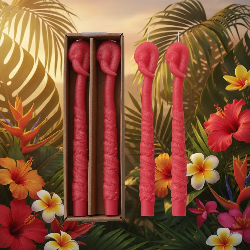 10" Unscented Flamingo Shaper Taper Candle