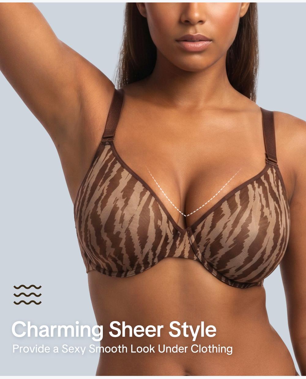 HSIA Zebra & Leopard Wild Print Curvy Plus Size Halter Top Bra Breathable SoftMesh No Padding Underwire Women Bra