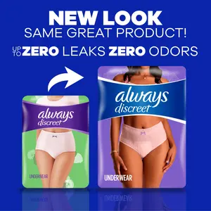 Always Discreet Adult Incontinence Underwear for Women and Postpartum Underwear, XL, Up to 100% Bladder Leak Protection, 13 CT