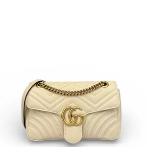 Pre-owned GUCCI Leather Shoulder Bags Small GG Marmont Calfskin White (qy012826e9)
