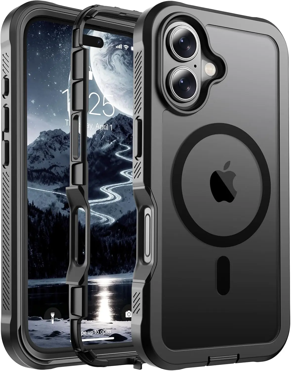 Magnetic Case for iPhone 17 (6.3"), Compatible with MagSafe, Military Grade Drop Protection, Shockproof Heavy Duty Dual Layer Protective Phone Case with Non-Slip Grip, Black