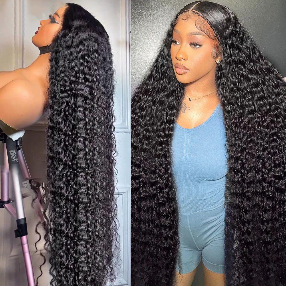 MYLOCKME Kinky Curly 13x6 HD Lace Frontal Wigs Transparent Lace 13x4 Jerry Curly Lace Front Wig 34 36 38Inch Kinky Frontal Wig For Women 180Density