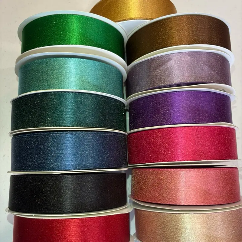 1.5" GLITTER Double-faced Satin Ribbon - 50 yards 1.5" GLITTER Double-faced Satin Ribbon - 50 yards