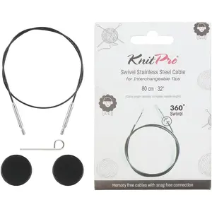 360° Nylon Coated Stainless Steel Black Silver Swivel Cable 22"/ 56cm (to Make 32"/ 80cm IC Needle)
