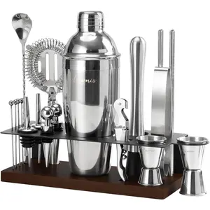 23- Bartender Kit,  Shaker Set with Stand | Bar Set Drink Mixer Set with  Essential Bar Tools: Martini Shaker,Bar Mixer Spoon, Jigger, Strainer, Muddler, Pourers, for , Bar, Party