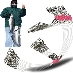 Fishing Tackle Leaders, 12pcs Double Arms Saltwater Stainless Steel Leader, Professional Fishing Accessories For Outdoor Fishing, Fishing Equipment