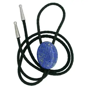 88.75 Carat Oval Afganistan Rich Blue Lapis Cabochon Bolo Tie Cord Tips EPBT435