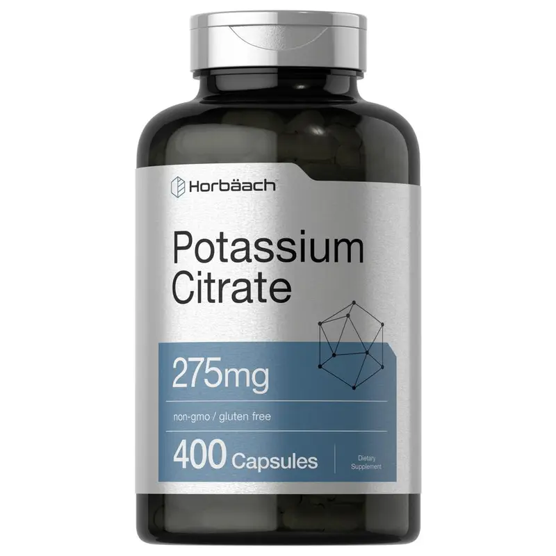 Horbäach Potassium Citrate Supplement 275 mg | 400 Capsules | Non-GMO, Gluten Free