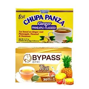 2 Pack Improved Formula Tea CHUPA PANZA & BYPASS TEA - Tea Based Ginger, Gotu Kola & Cinammon, Pineapple Jengibre (30 Tea Bags/0.10 oz Each)