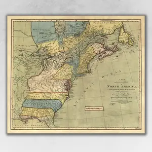 HomeRoots 391953 20 x 24 in. Vintage 1771 Map of North America Multi Color Wall Art