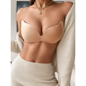 strapless Invisible Silicone Strapless Bra Nipple Stickers Fabric One-Piece Seamless Sticky Bra Wedding Dress Bridal bra  fits  right
