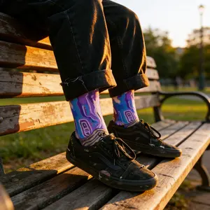 Abstract Drip Cushioned Crew Socks - ‘Alien Landscape’