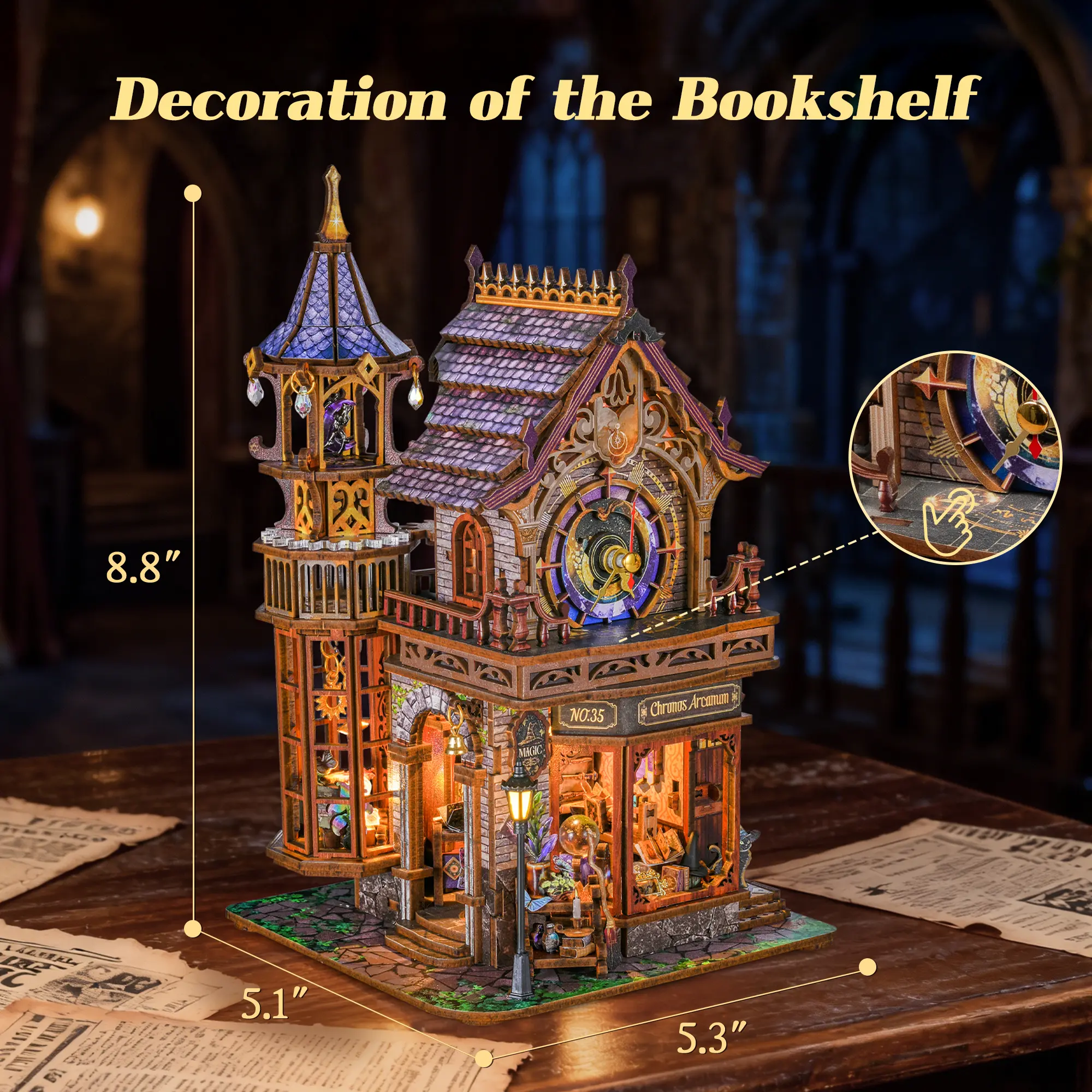 FUNPOLA LED 3D Wood Puzzle Time Magic Club, Dynamic Mechanical