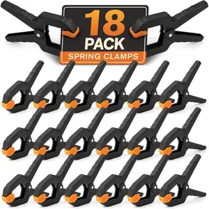 18 Pack Clips for Balloon Arch,  Spring Clamps Backdrop Clips, Heavy Duty Clamps for Woodworking, 3.4 Inch Craft Clip for Backdrop Stand, Photography Essentials(Black with Orange )