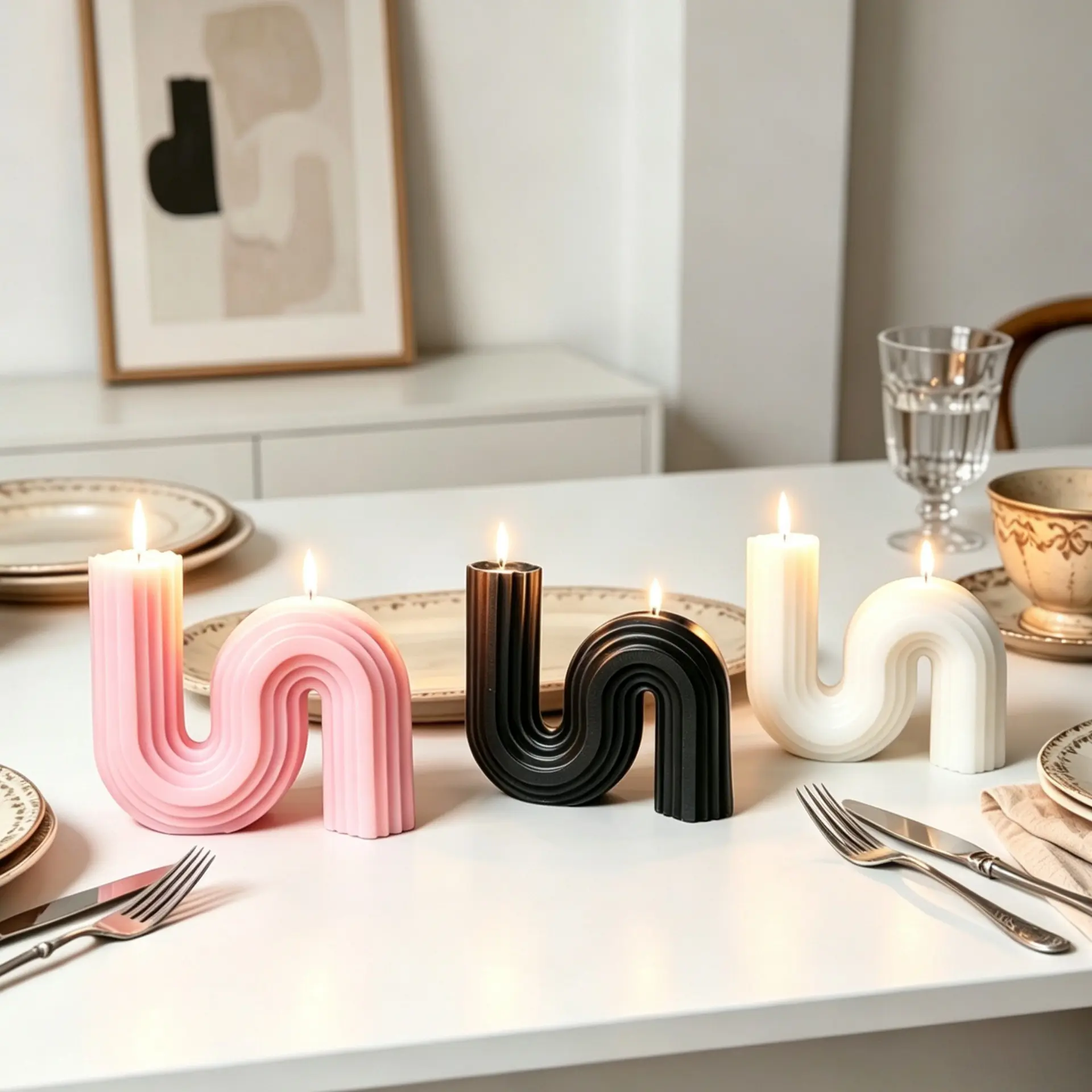 Geometric S-Shaped Scented Candle - Simple Big S/N Shape Step Decor for Foreign Trade Home Decor Fragrance Candle