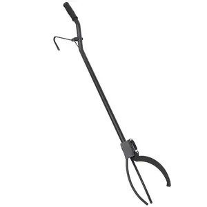 36.80 Inch Black Steel Heavy Duty Fire Log Grabber 3-Prong Design Spring Handle Non-Slip Grip Fire Tongs Poker Tool for Fireplace Campfire Fire Pit Rust Resistant Long Handle