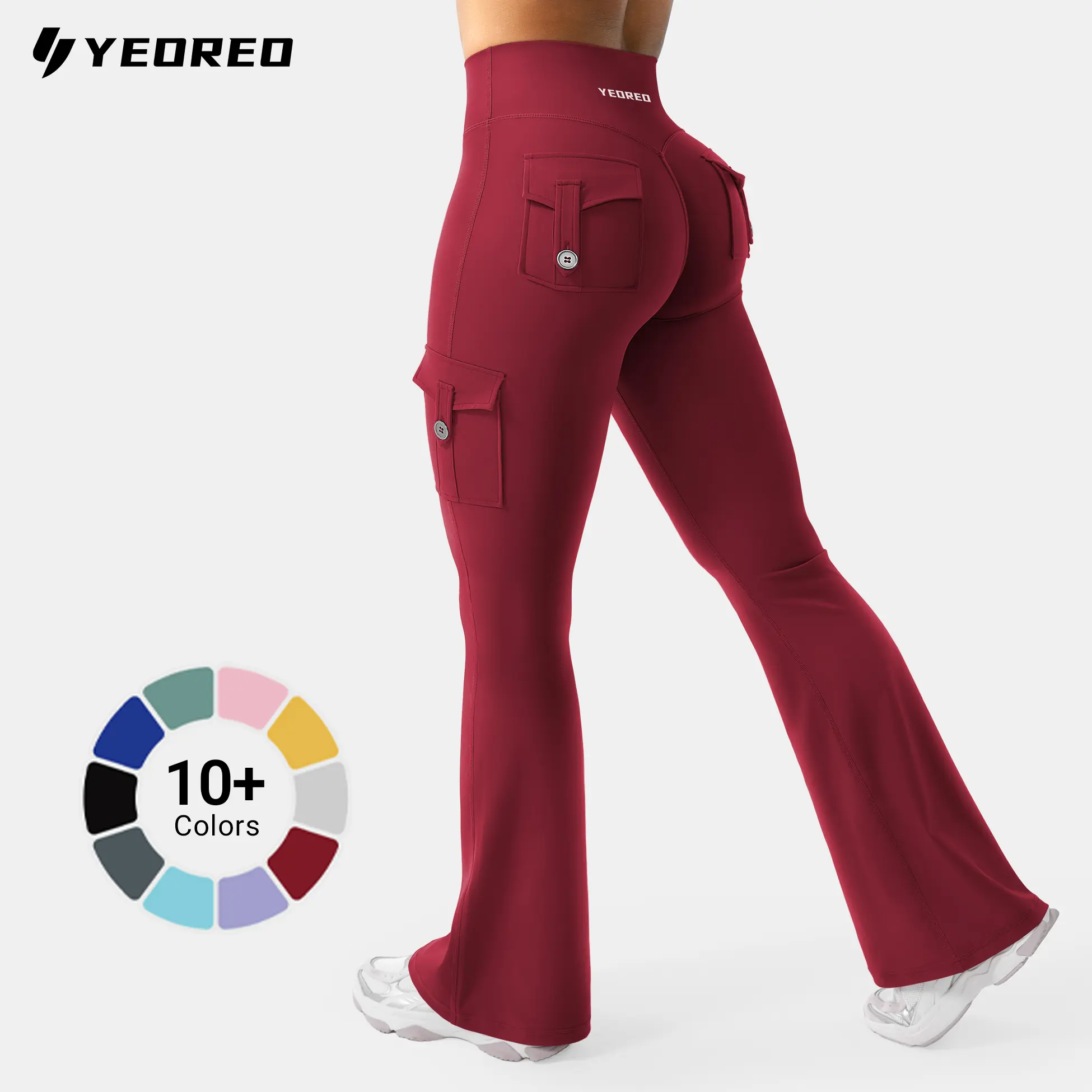 YEOREO CoreFlex High Waist Sports Leggings - Tummy Control, Scrunch Butt-Lift, Flare Leg, Seamless, Pockets - Fitness Training Pants, Athleisure Yoga Pants, Sporty Bottoms for Gym,summerwins