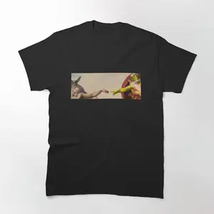 Shrek Hands Of God T-Shirt - Humorous and Whimsical Graphic Tee Featuring a Playful Shrek Design