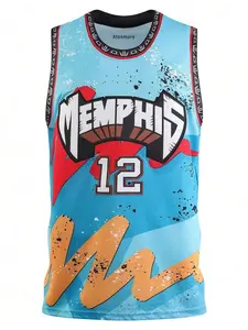 Atonmore 12# Green Embroidered Sleeveless Basketball Jersey, Men's Casual Sports Shirt