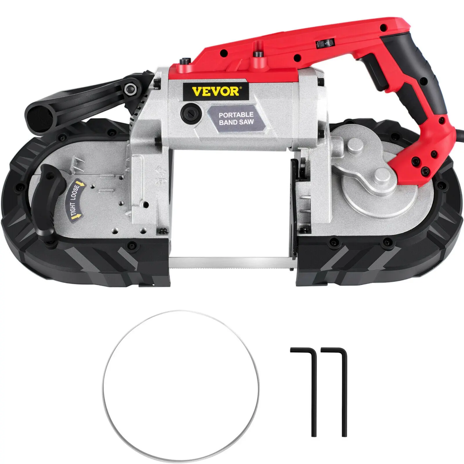 VEVOR Cordless Band Saw, 5-Inch Cut Capacity, Variable Speed, Handheld, 10A Motor, for Metal, Wood, Tubing, Pipes, Rebar, Plastic