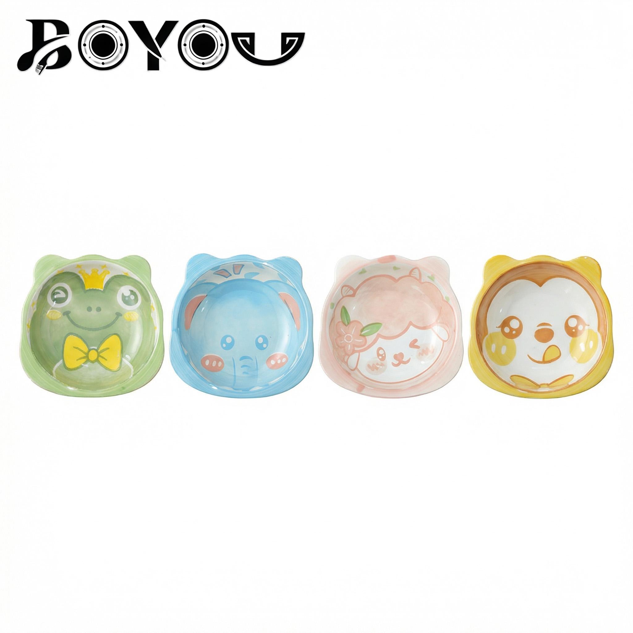 Viral Cute Animal Shaped Kids Ceramic Bowls! BOYOU Food-Grade BPA-Free Toddler Bowls, Microwave & Dishwasher Safe, 4 Adorable Designs to Boost Appetite, Stackable for Space Saving, Perfect for Baby Meals & Snacks!