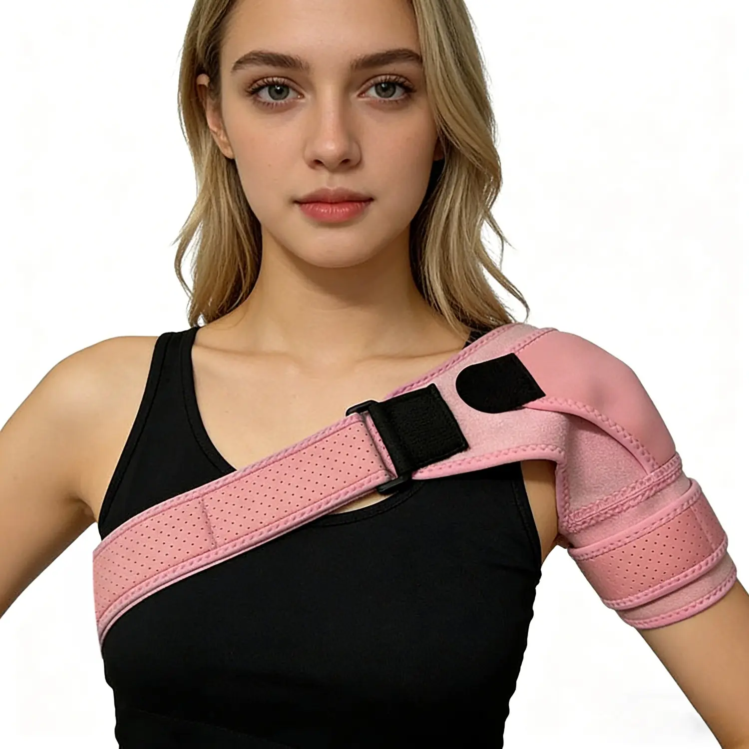 Breathable Neoprene Shoulder Support Brace, Adjustable Fit Chest 110-130cm, Ideal for Workout, Yoga, Cycling, Daily Sports