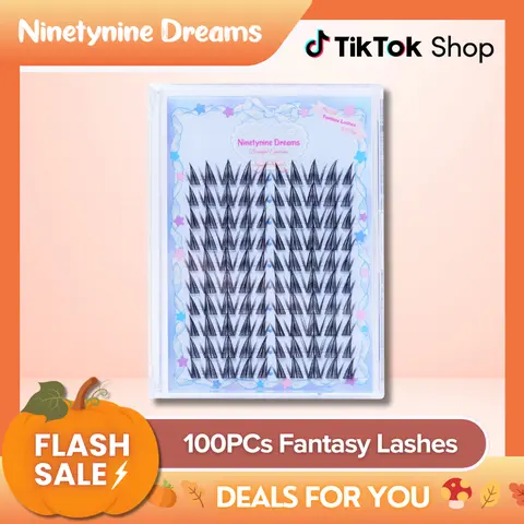 Ninetynine Dreams 100PCs Fantasy Lashes | Dramatic Spiky 10–16mm C+ Curl Manhua Anime Style DIY Lash Clusters — Waterproof, Long-Lasting, Reusable & Pre-Mapped Beginner-Friendly with Ultra-Thin Black Band False Eyelashes For Bold Eye-Catching Looks
