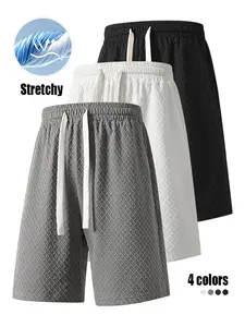 Men's solid color pocket shorts, lightweight breathable shorts, fashionable striped design, casual breathable daily wear, outdoor activities