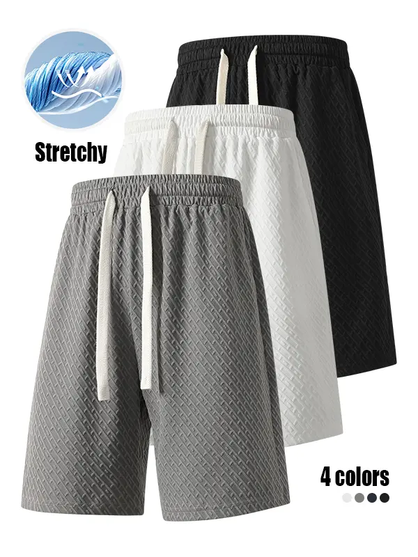 Men's solid color pocket shorts, lightweight breathable shorts, fashionable striped design, casual breathable daily wear, outdoor activities
